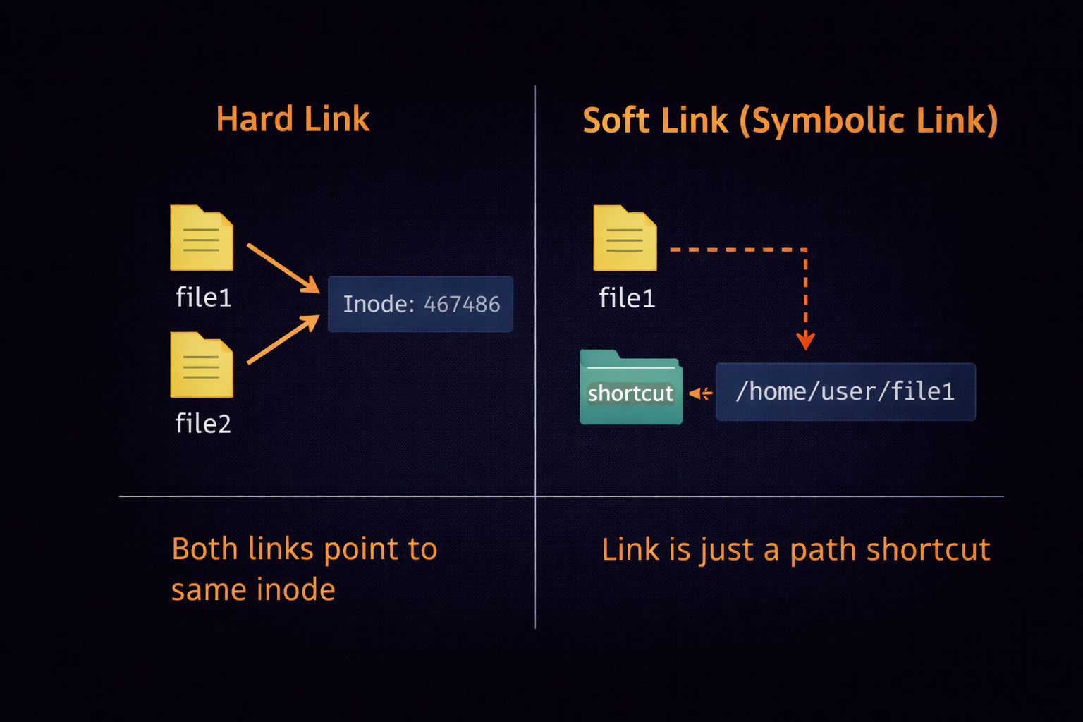 Hard link vs Soft link logic